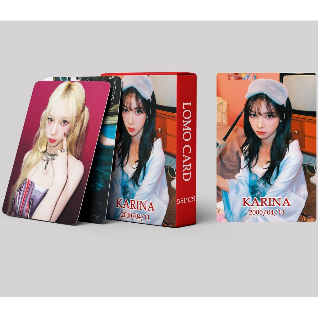 55pcs /box KARINA AESPA Photocards Album MY WORLD Kartu Lomo Kpop Postcards