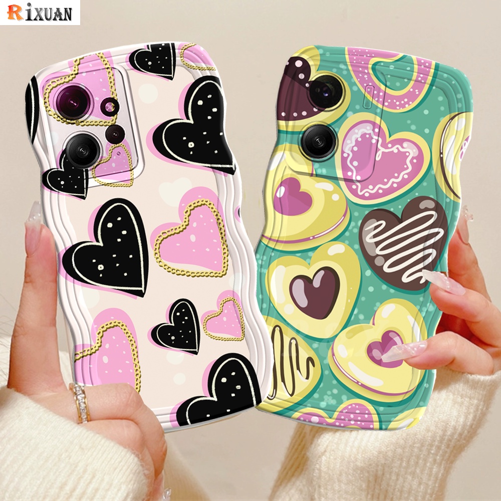 Redmi A2 A1 Redmi Note 12 Pro Note11 Note11S 10 10C 10A 9C 9A 9T Note10 Note9 Note8 Poco M5S M3 Pro X3 NFC Alpukat Hijau Pink Gradasi Love Hati Wavy Edge Couple Case RIXUAN