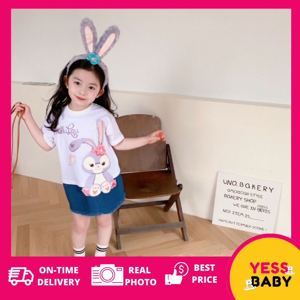 YESSBABY  WHITE STELLA 1-9 tahun Baju anak perempuan Gaun jala anak perempuan baru/Gaun kasual lengan pendek anak perempuan/Dress anak perempuan cewek/rok anak/gaun anak/kado anak perempuan ulang tahun