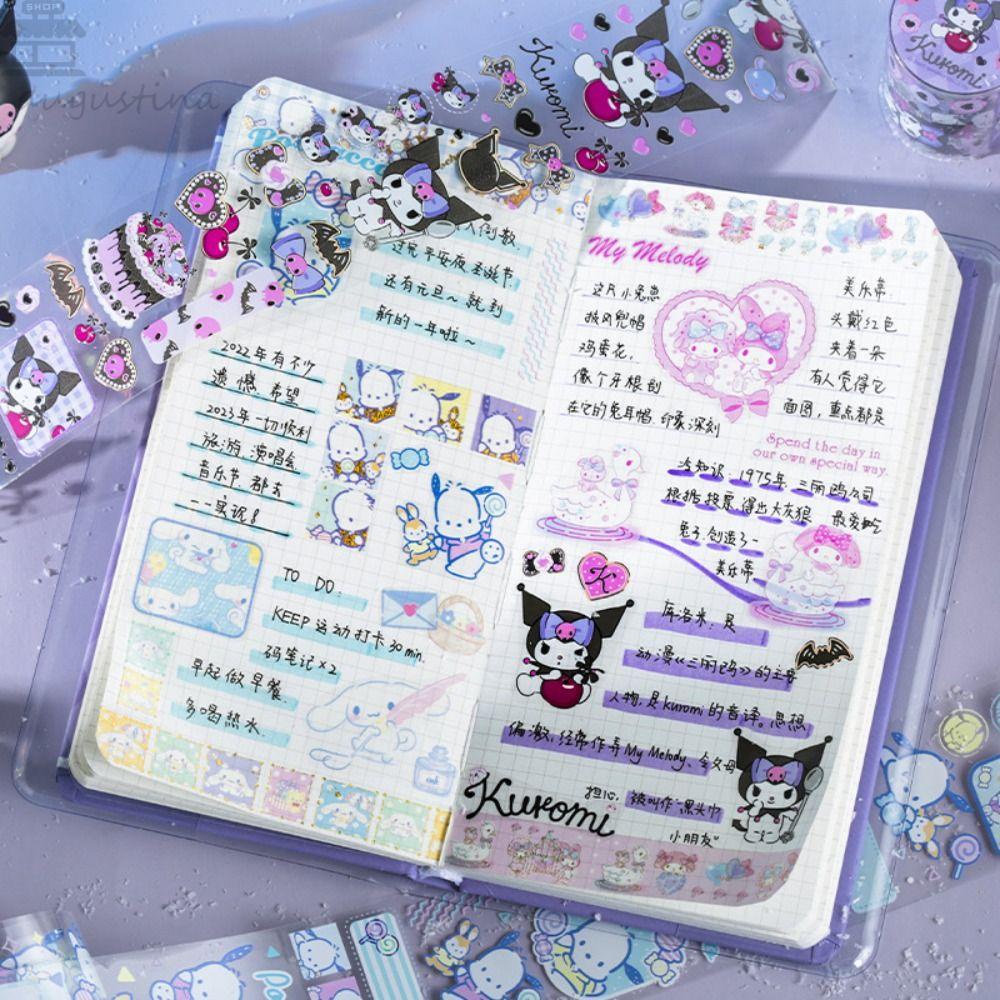 AUGUSTINA Handmade Collage Tape Kawaii Kartun Scrapbooking Diary Album Tangan Akun Alat Tulis Album Stiker Hias