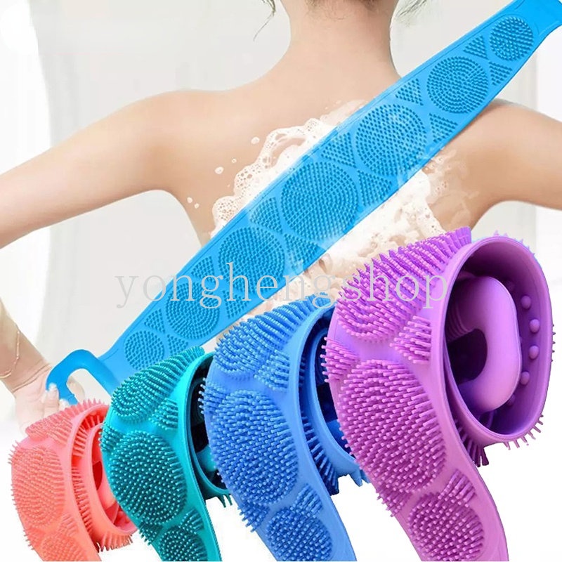 Sikat Mandi Silikon Gosok Punggung Penggosok Pengelupasan Scrubber Pijat Tubuh Penghilang Kulit Mati Sikat Pembersih Tubuh Dipanjangkan Tali Shower Aksesoris Kamar Mandi