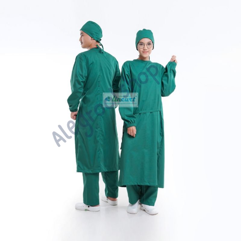 Jas Operasi Surgical Gown Model Overlapping karet Bahan Drill Premium High Quality