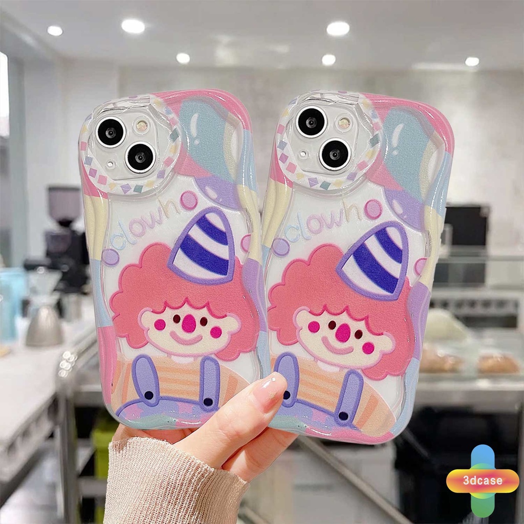 Casing HP OPPO A96 A76 A16 A17 A17K A15 A57 A53S A16S A77 A57S A57E A11S A54 A5S A3S A95 A55 A7 A5 A9 A31 A53 A33 2020 A77S A12 A12S A1K A16E A16K A54S Reno 7 7Z 8Z 5 4 6 8 5F 5K 4F Ins Kartun Lucu Warna-Warni Clown Soft 3D Wavy Curved Edge Cover