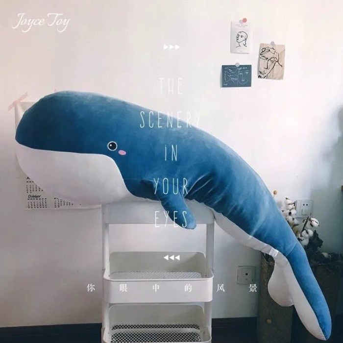 AIXINI 120 Cm Raksasa Paus Baru Mainan Mewah Besar Boneka Lembut - Biru, 50 cm