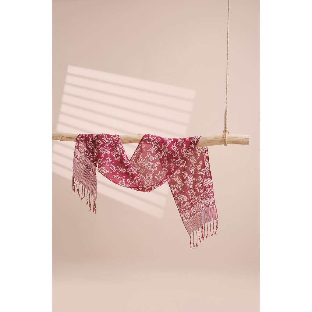 RATU - Scarf Batik TCN Daun 2 Maroon Red