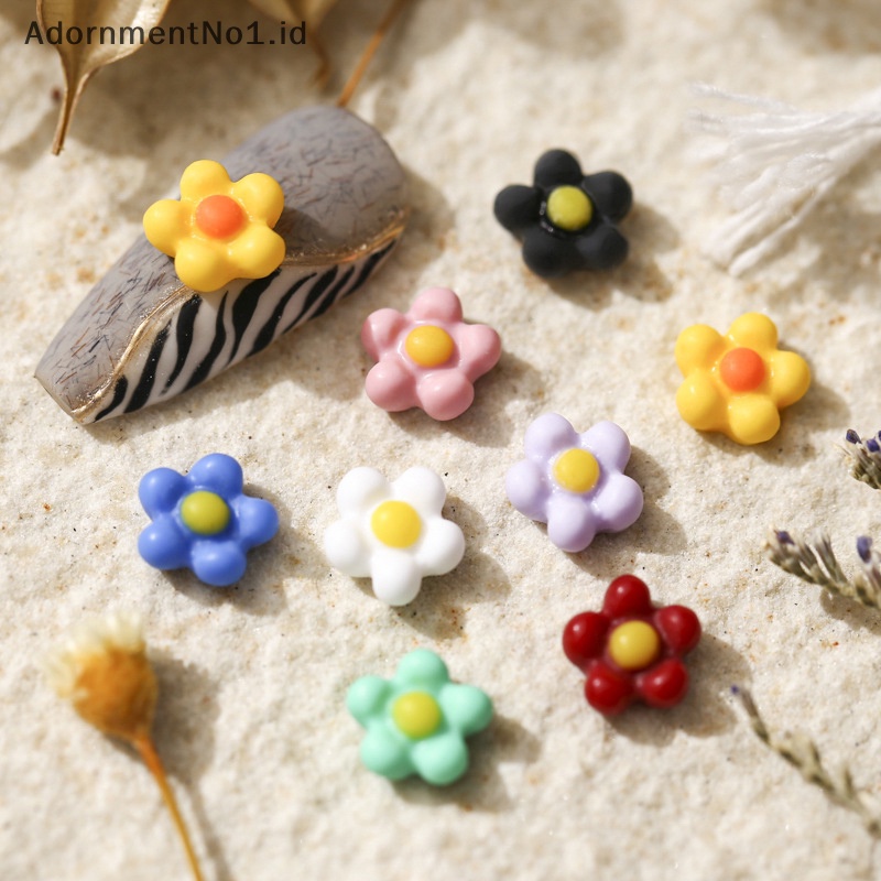 [AdornmentNo1] 50pcs bunga matahari baru senyum warna-warni gaya jepang warna segar stereoskopik resin kuku Daisy kecil act perannya sudah dikantongin