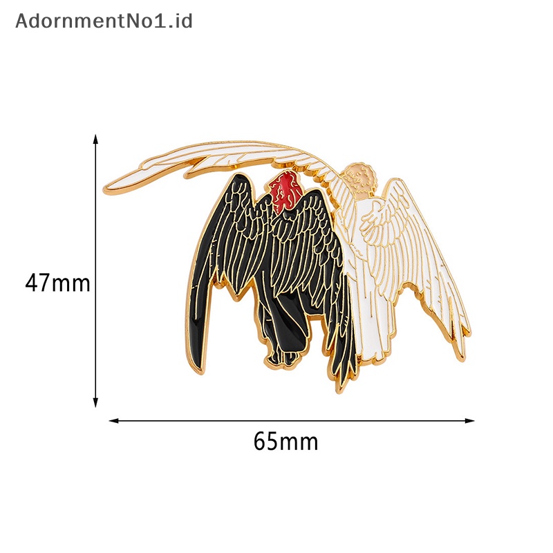 [AdornmentNo1] Bagus Omens suami tidak mudah pecah Angel &amp; setan Hard Metal Pin Angel Demon Badge wijiphale And Crowley Jewelry