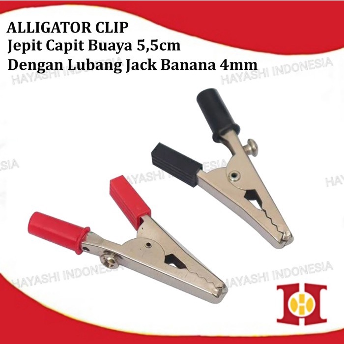 Jepit Capit Buaya Besar 5.5cm Aki Accu Alligator Clip Test Probe Plug-10PC