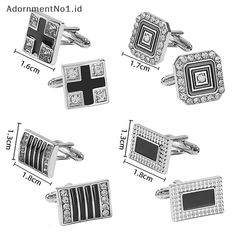 [AdornmentNo1] Manset prancis Fashion bisnis setelan manset kancing kotak bergaris lak pria perhiasan berlian timbul baju lengan Studs