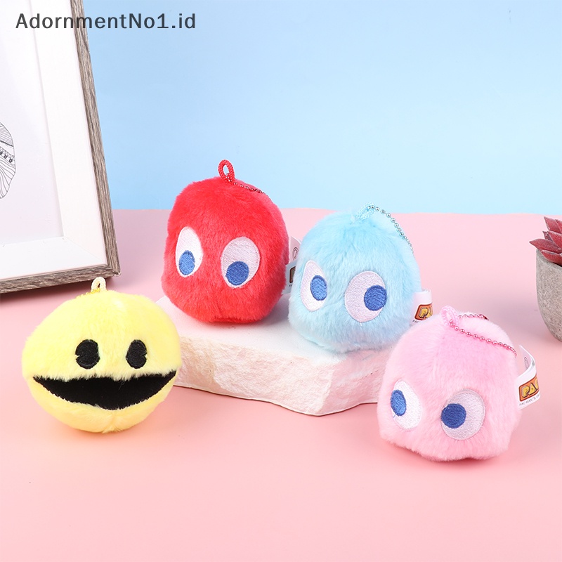 [AdornmentNo1] Kawaii PacMan mewah gantungan kunci lucu ransel liontin boneka Anime lembut Plushie mobil KeyRing tas aksesori untuk mainan anak hadiah