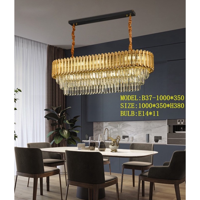 Lampu Gantung Meja Kristal LED Chandellier SKKT B37-100x35 GOLD