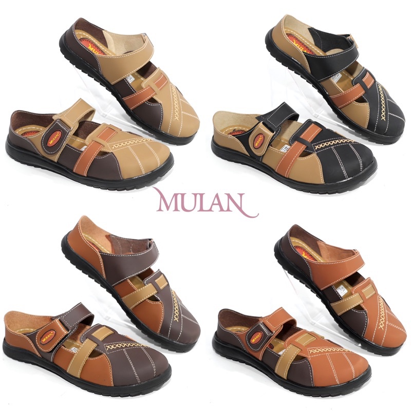 MULAN- Sandal Wanita Mule Selop Empuk Kulit Premium Original Sendal Sepatu Cewek Mules Slop Korea Ca