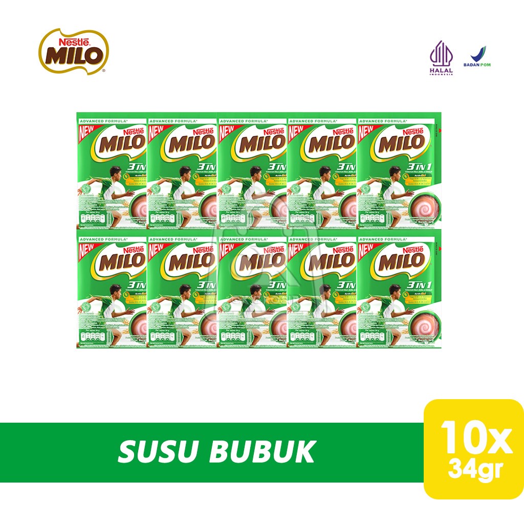 

MILO 3in1 ACTIV-GO Susu Coklat Renceng 34g (1 pack isi 10pcs)