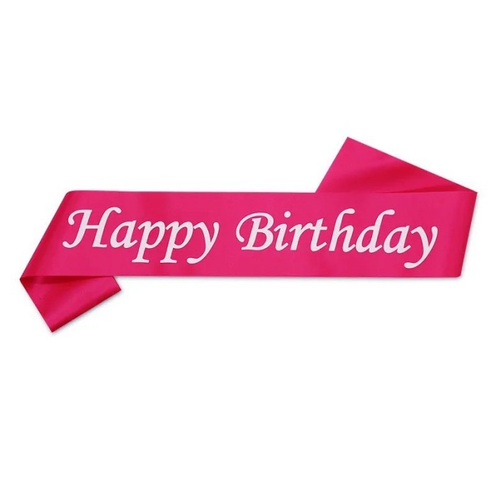 Sash Happy Birthday / Selempang HAPPY BIRTHDAY Polos Sablon