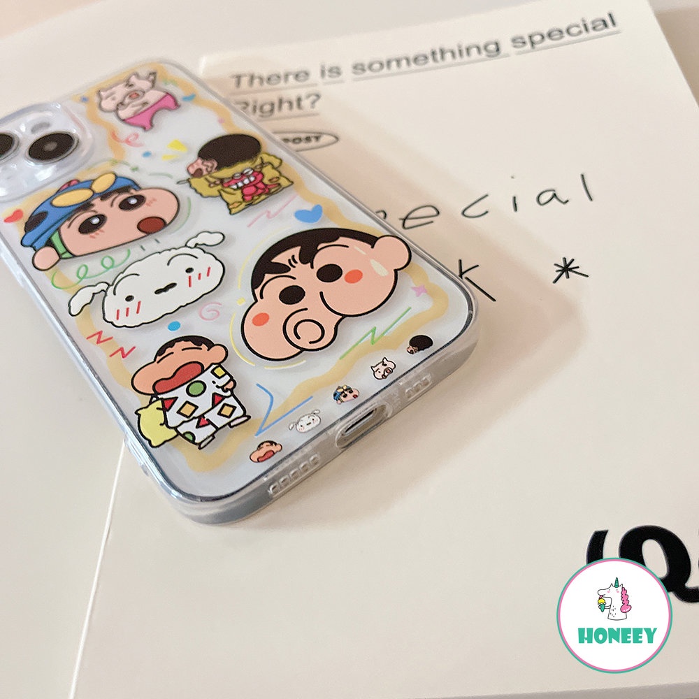 IPHONE Case Crayon Shin-chan Kartun Bening Kompatibel Untuk Iphone14 13 12 Pro Max Casing Iphone11 XR XS 7Plus 8Plus Clear Shockproof Back Cover