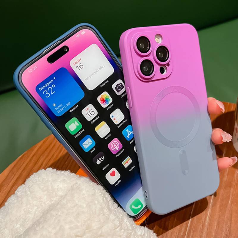 Gradien Silikon Lembut Untuk Magsafe Magnetic Wireless Charging Case Untuk Iphone14 13 Pro Max14 Plus Matte Shockproof Cover Phone Cases Untuk iPhone 14Pro 13Pro 14plus