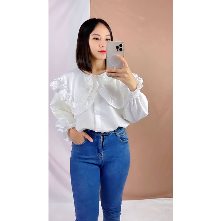 BAJU WANITA LENGAN PANJANG ZS 802 ILAYA FASHION KEMEJA CEWEK KEKINIAN BLOUSE BLUS