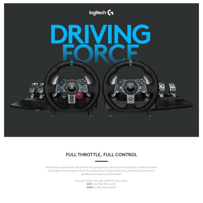 PNK23 LOGITECH G29 Driving Force Wheel Game Racing Simulator PS4 PS5 PC