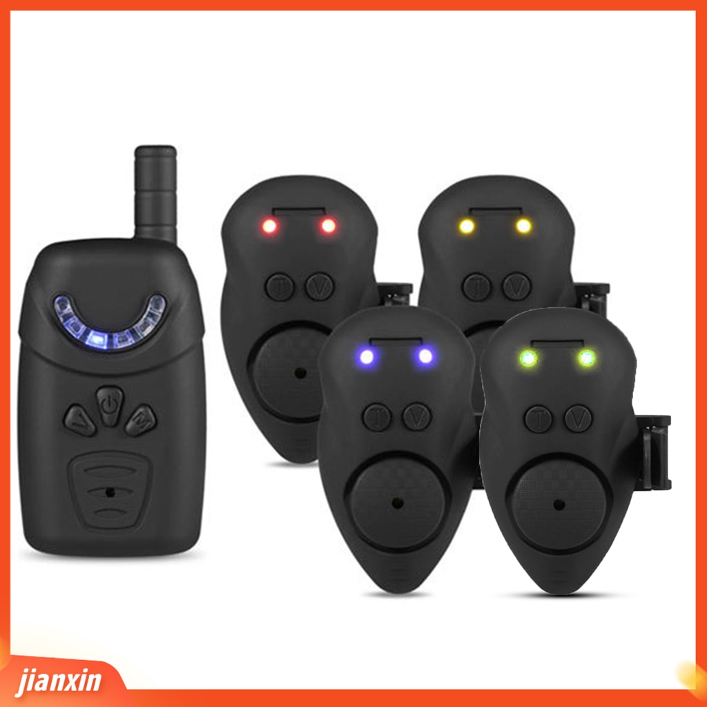 (In Stock) JY-65 Alarm Memancing Nirkabel Empat Lampu Pengukuran Yang Tepat Didukung Adjustable Alarm Suara Kuat Portabel Elektronik Carp Fishing Bait Alarm Peralatan Memancing