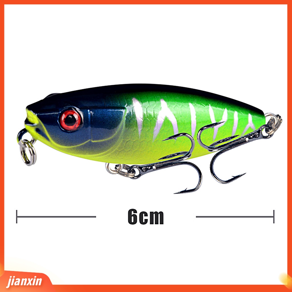 (In Stock) 6cm/7g Umpan Pancing Warna Terang Realistis 3D Mata Bola Kebisingan Kulit Hidup Berduri Tajam Treble Hook Pensil Lure Memancing Aksesori