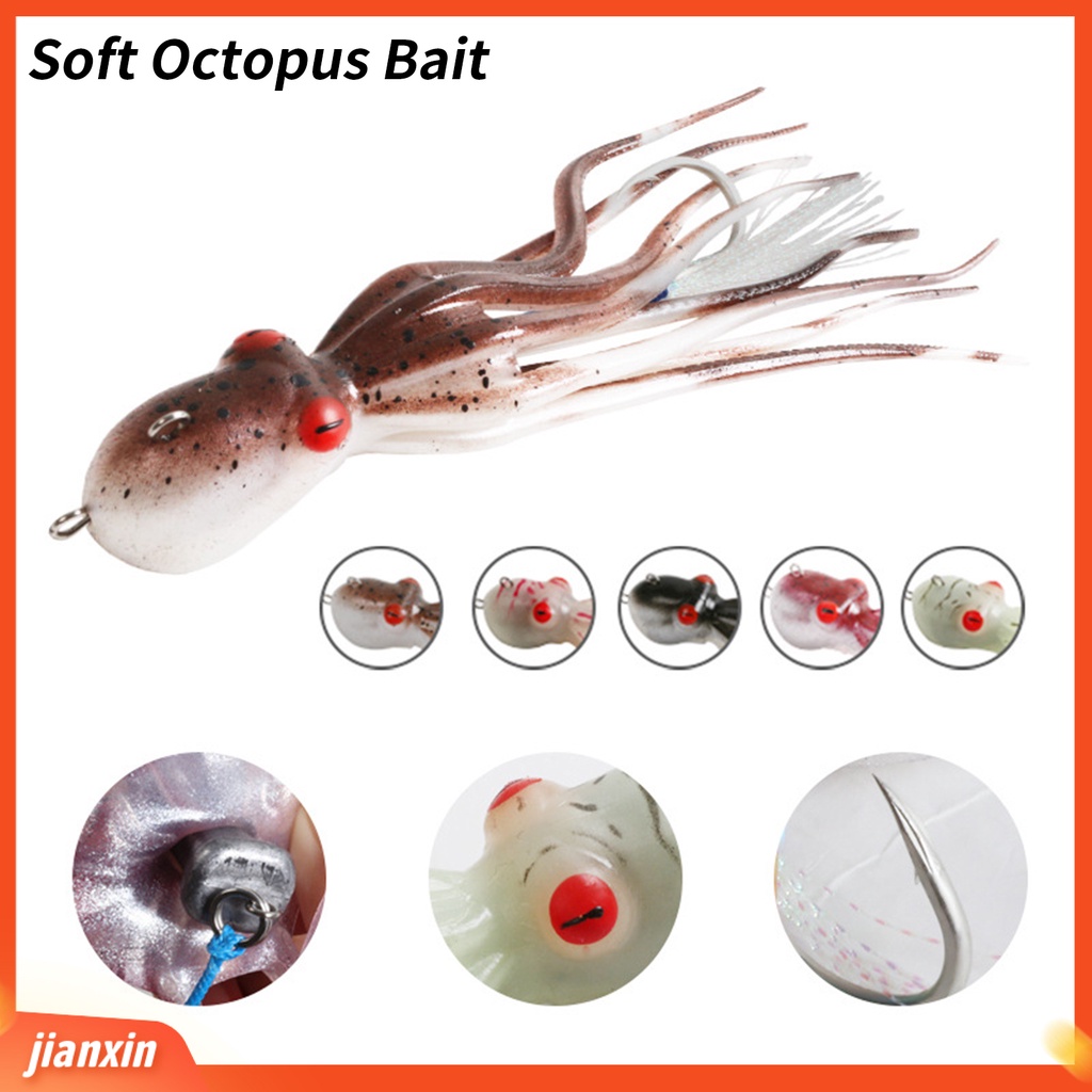 (In Stock) 110g /150g /200g Umpan Gurita Lembut Luminous Realistis Ketangguhan Yang Baik Silikon Memancing Gurita Memikat Aksesori Memancing