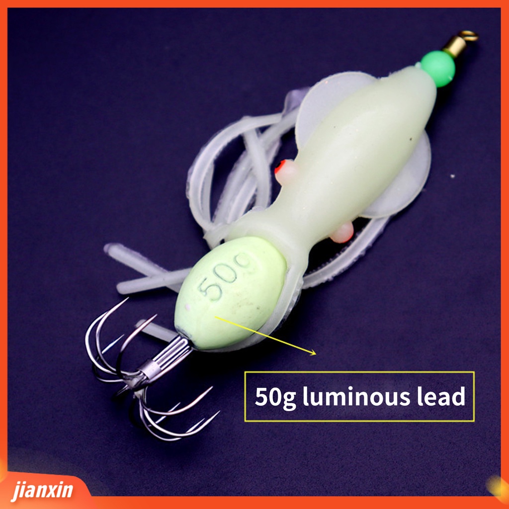 (In Stock) 11cm /66g Umpan Cumi Plastik Delapan Cakar Luminous Tahan Aus Umpan Cumi Untuk Memancing