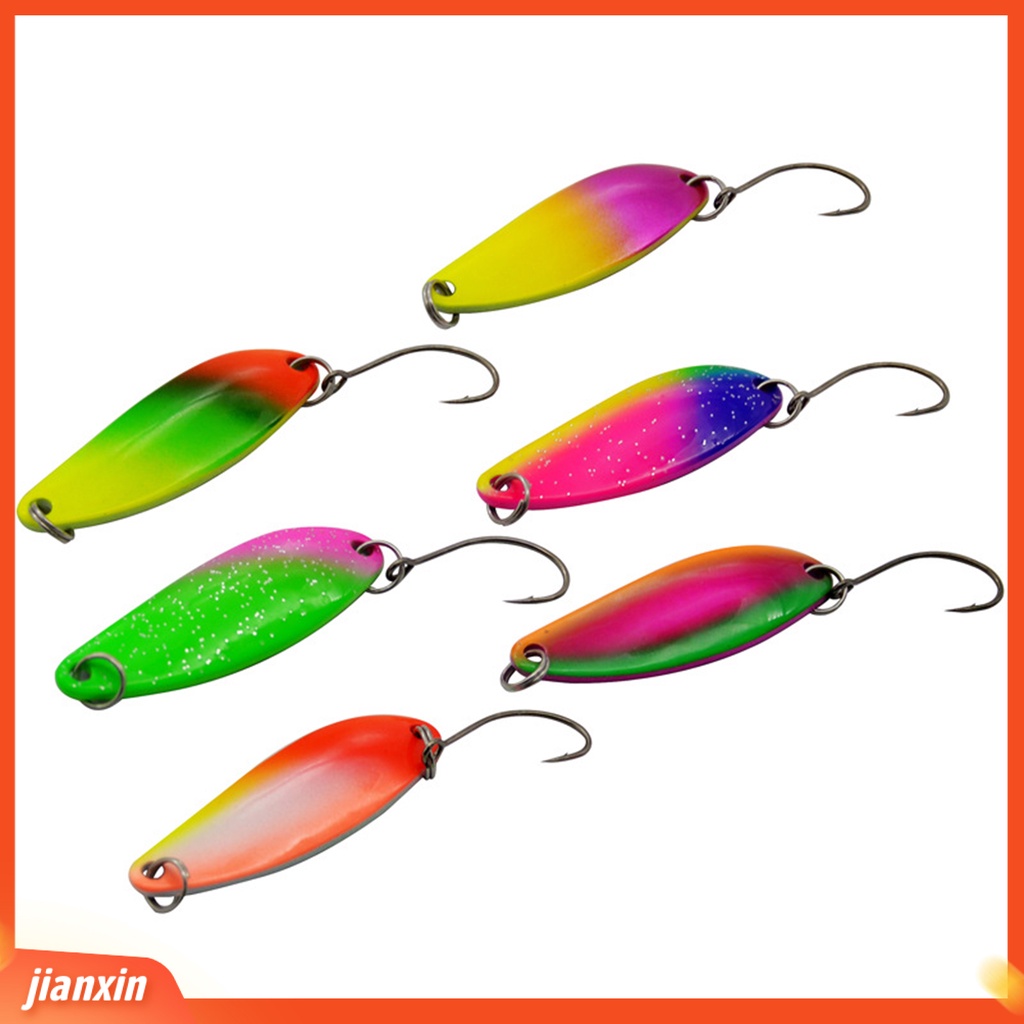 (In Stock) 6 Pcs 5g /4 cm Berwarna Sequin Semua Air Universal Tajam Kait Meningkatkan Tingkat Angling Willow Daun Buatan Umpan Sequin Aksesoris Memancing