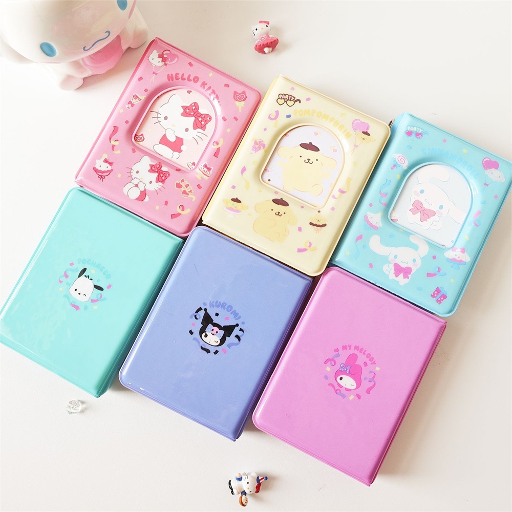 ღ Album Foto Sanrio Buku Kartu Kecil Kartun Lucu Kuromi Cinnamoroll Polo Star Chasing Buku Penyimpanan Buku Perlindungan Kartu Kecil Tiga Inci