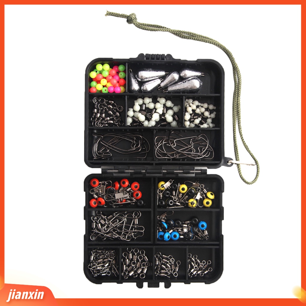 (In Stock) 176Pcs /Set Konektor Umpan Pancing Putar Engkol Kait Kacang Sinker Aksesori Untuk Angling