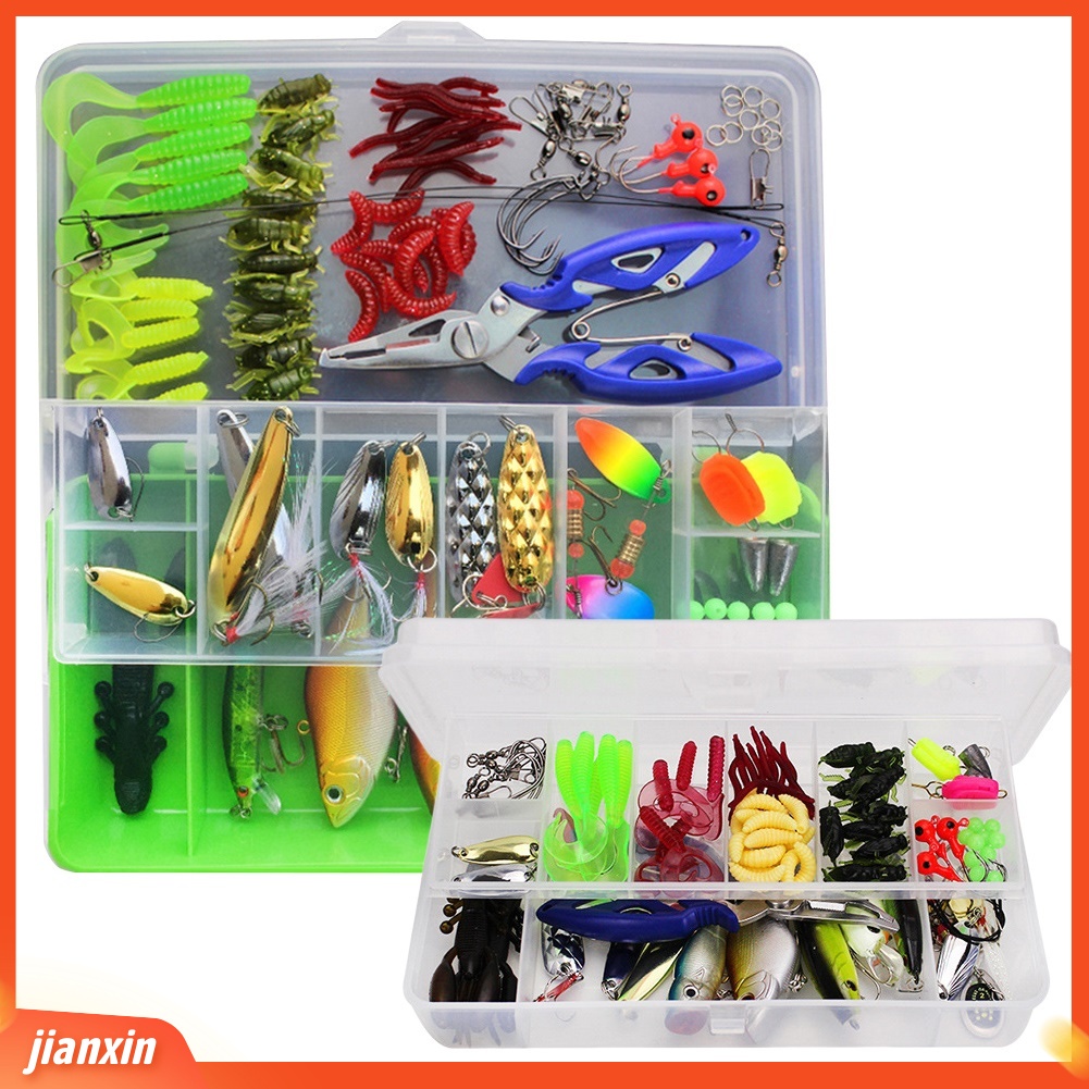 (In Stock) 101 Pcs Memancing Umpan Lembut Kait Buatan Ikan Umpan Aksesoris Kit Dengan Kotak