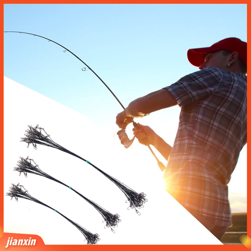 (In Stock) 60Pcs Pemimpin Kawat Pancing Heavy Duty Dengan Snap Swivel Stainless Steel Tahan Aus Garis Jejak Pancing Untuk Memancing