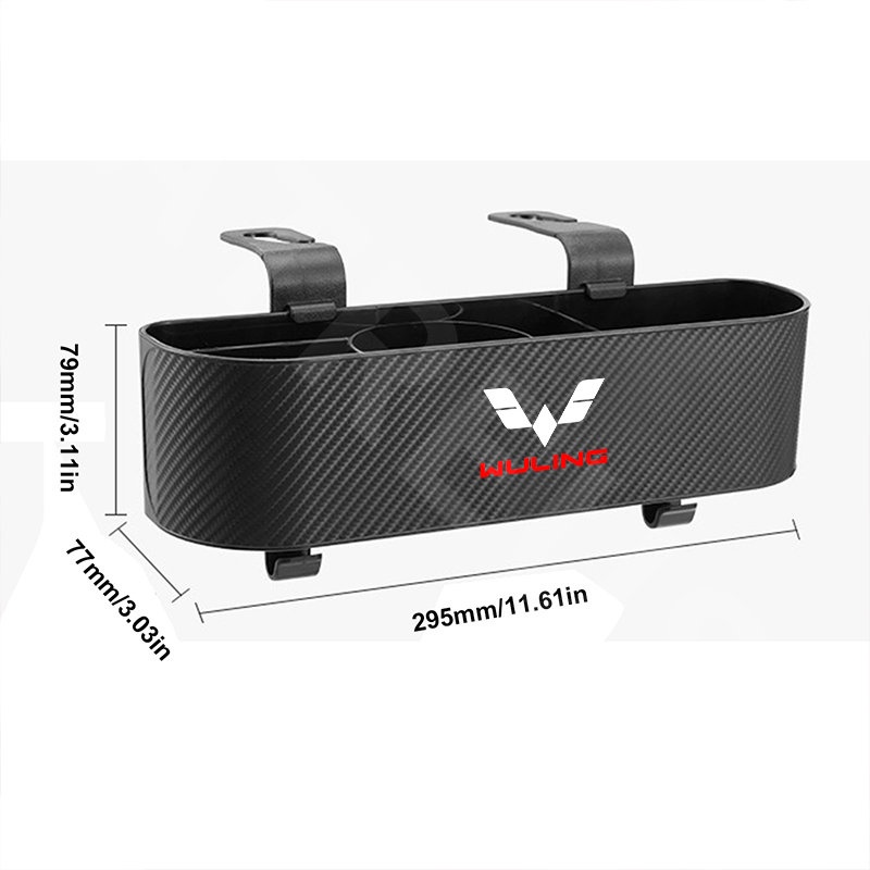 Wuling Car Back Seat Organizer Kursi Belakang Mobil Hook Kotak Penyimpanan Cup Holder Tekstur Serat Karbon Untuk Wuling Almaz Cortez Confero s Alvez Victory Formo Mini Air EV