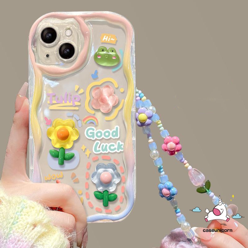 Casing Boneka 3D Kodok Kelinci Bunga Lucu Untuk Realme C53 C55 5s 6i 9i 5 7i 5i C25s C31 C12 C25 C33 C35 C11 C15 C21Y C20 C25Y C17 C30 C21 C20A C3 English Doodle 3D Wavy Curved Edge Case