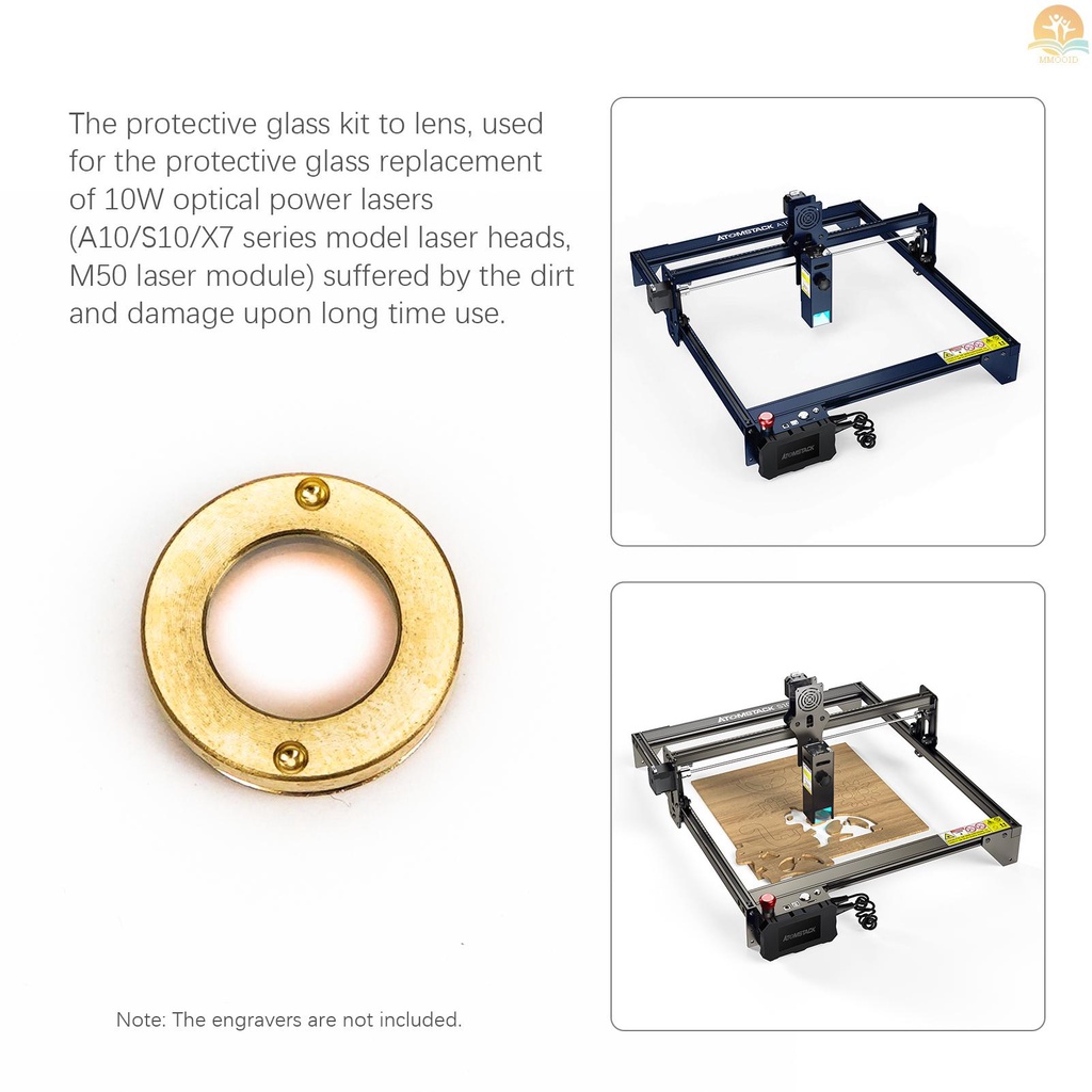 In Stock Atomstack Laser Engraver Lensa Jendela 10W Laser Engraving Mesin Lensa Pengganti 3PCS Untuk A10 /S10 /X7 Pro Laser Head M50 Modul