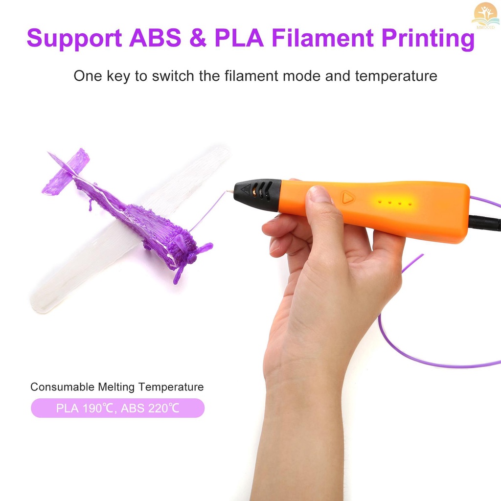 In Stock 3D Printing Pen Berlaku Dengan Filamen 1.75mm ABS PLA Mendukung Suhu Pengaturan Kecepatan Disipasi Panas Dengan Lampu LED DIY Untuk Anak Remaja Dan Dewasa Ulang Tahun Natal