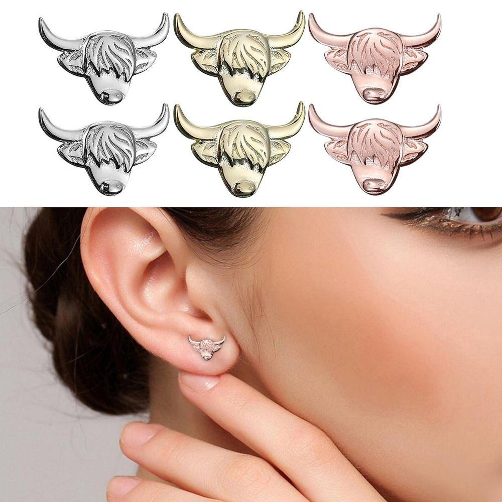 LILY Anting, Handmade Ear studs, Fashion Skotlet Dataran Tinggi Sapi Alloy Retro Stud Earring Untuk Wanita