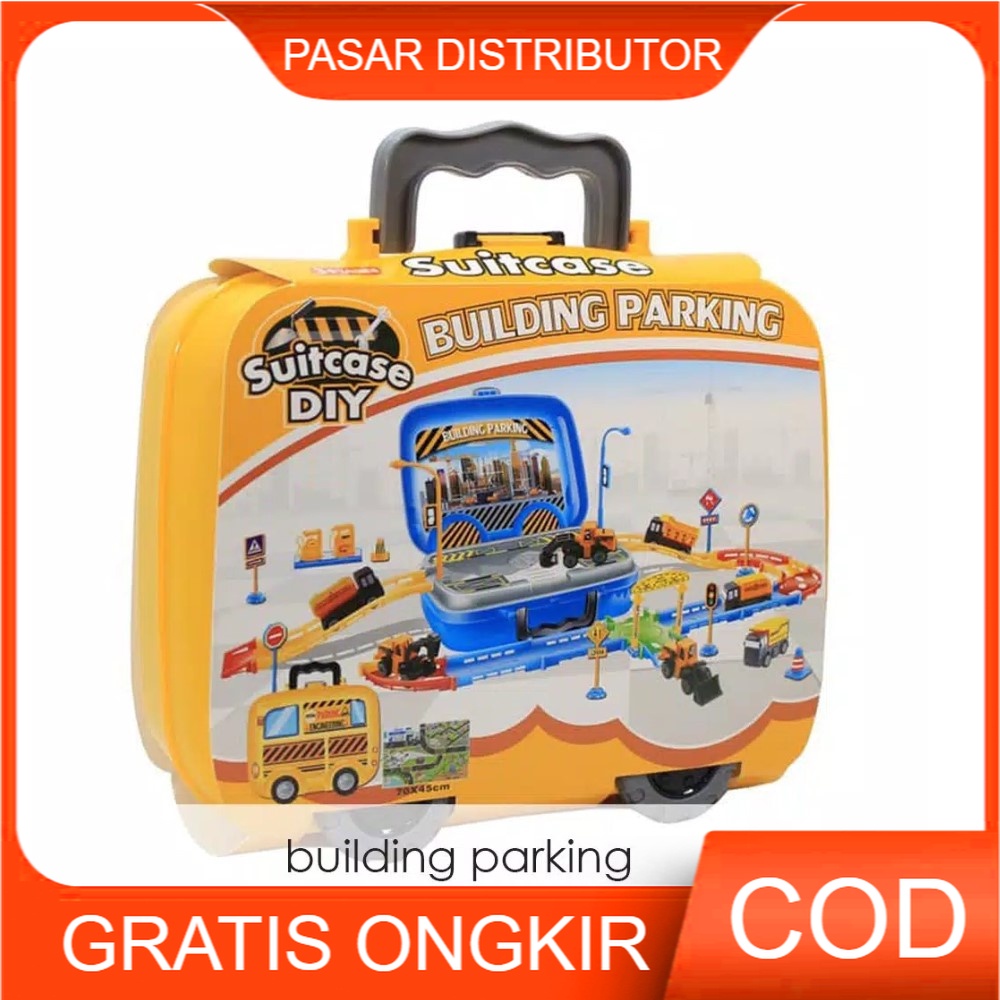 Mainan Anak Building Parking Diy Suitcase Play Set - Mainan Anak 5.0 - Mainan Mobil Mobilan Anak Building Parking Mainan Anak