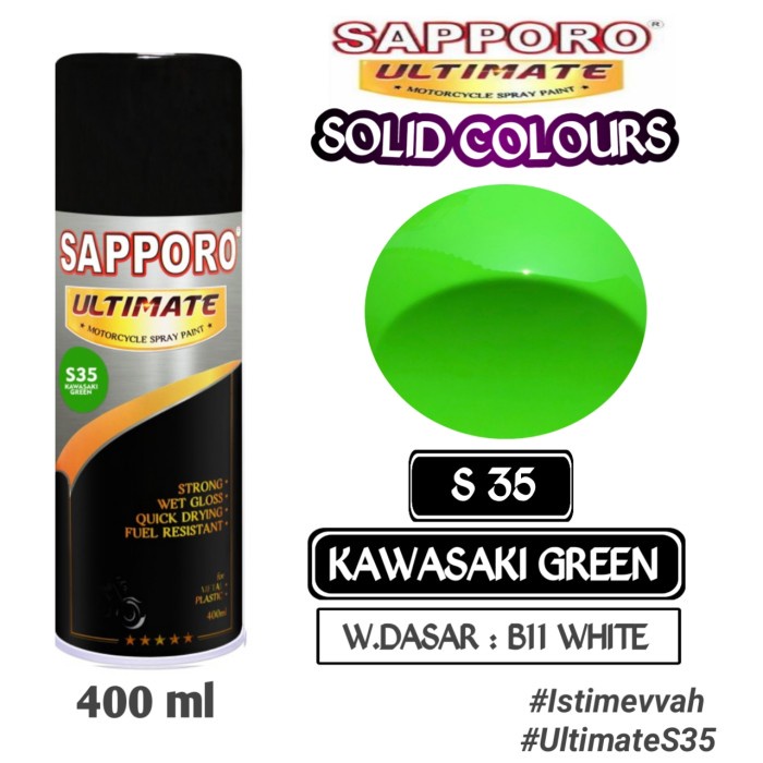 

S35 KAWASAKI GREEN SAPPORO ULTIMATE 400ml Cat Semprot Pylok Pilok