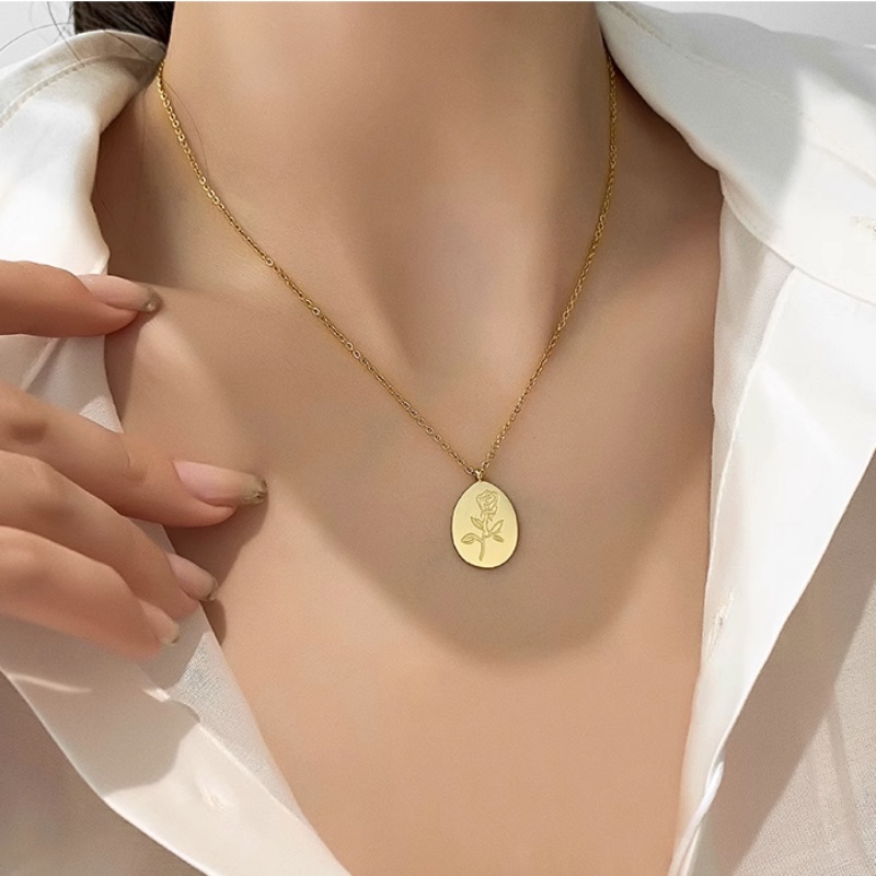 Roselife Retro Perak Mekar Rose Liontin Kalung Untuk Wanita Gadis Elegan Bunga Pesona Tulang Selangka Rantai Kalung Perhiasan Hadiah