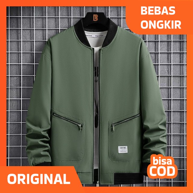 Jaket Bomber Polos Army Pria | Basic Minimalist Style Premium