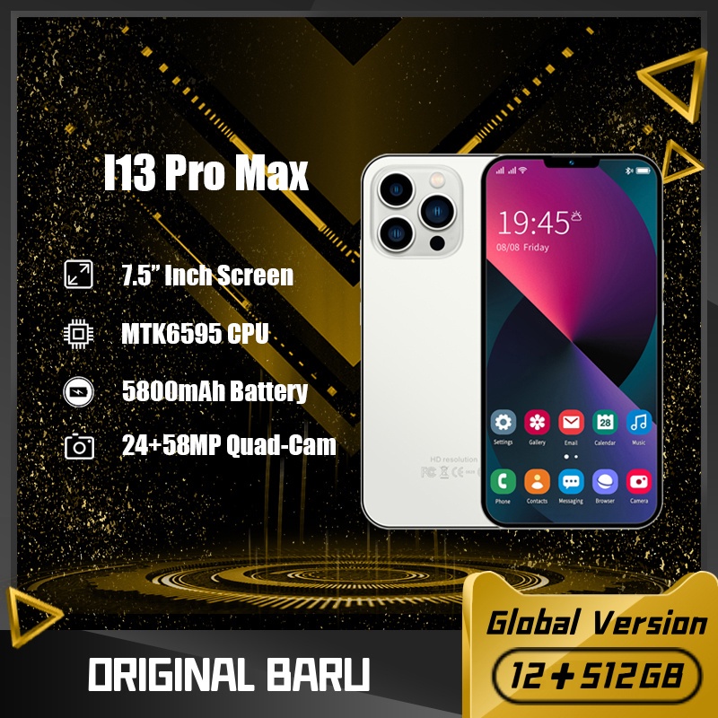 Baru Original Smartphone i13 Pro Max/ i14 Pro Max RAM 12GB + 512GB ROM hp Murah Android 7.5Inci Hand