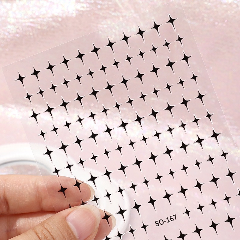 [Fitur] 1pc Self-Adhesive 3D Star Nail Decals/Ins Star Shing Nail Stickers/Simple Gold Silver Manicure Decor/DIY Nail Art/Aksesoris Kuku/Alat Kuku Untuk Wanita