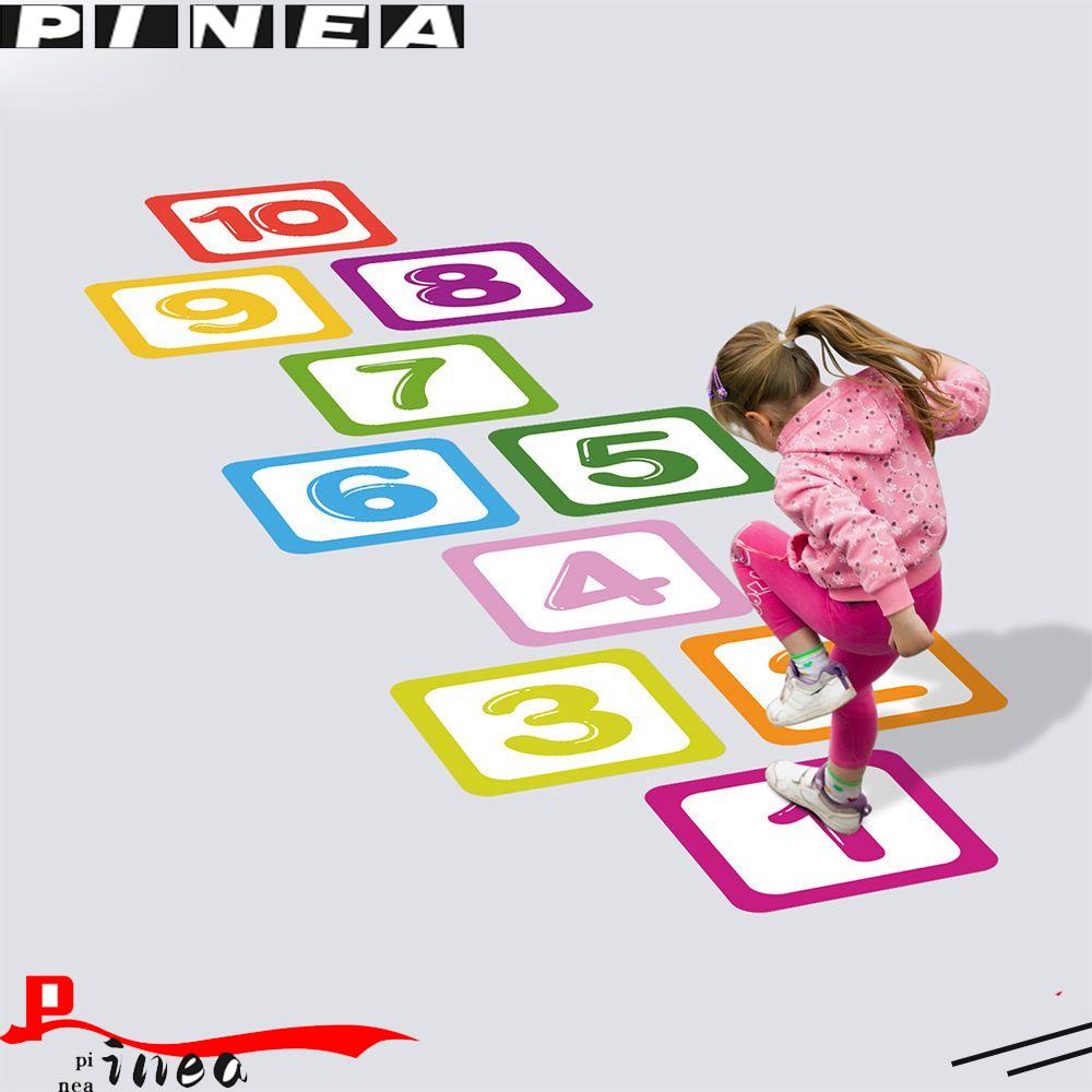 PINEAPPLE Hopscotch Permainan Perekat Diri Tk Ornamen Nursery Decals Kartun Angka Grids