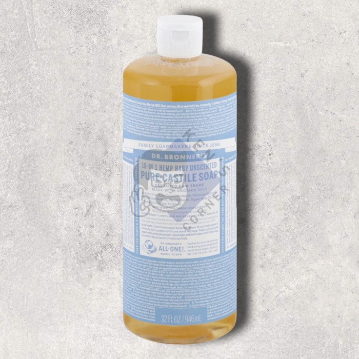 Dr Bronner's Castile Soap Baby Unscented 946 ML / Sabun Mandi Bayi