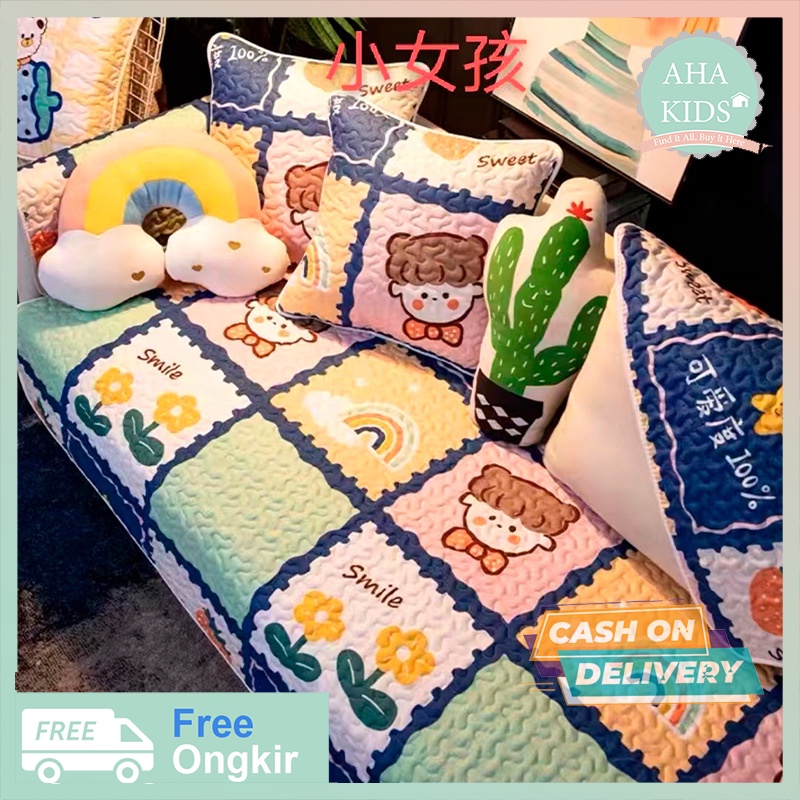 AHA.StroreeCOD Alas Sofa Nara Serbet Taplak Sofa Tempat Duduk Kain Motif Kain Flatlay
