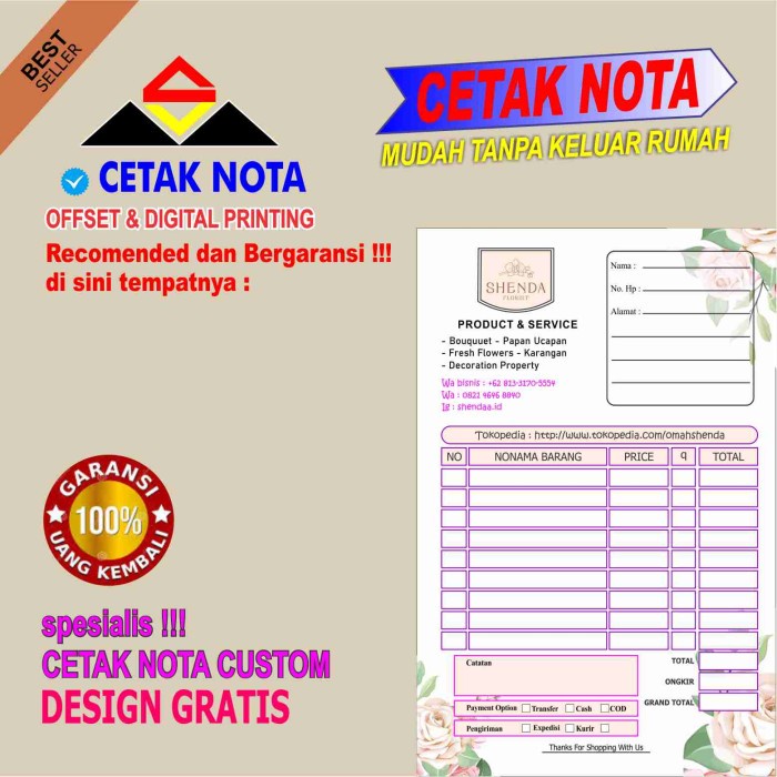 

✨BISA COD✨ -cetak nota custom 1/4F 2 Ply (full warna)