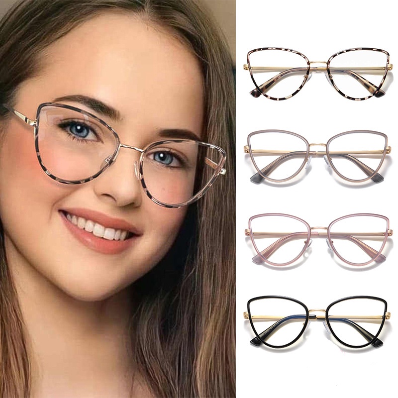 Kacamata Cat Eye Lensa  Anti Radiasi Wanita Pria Kacamata Bingkai Titanium Kacamata Cat Eye