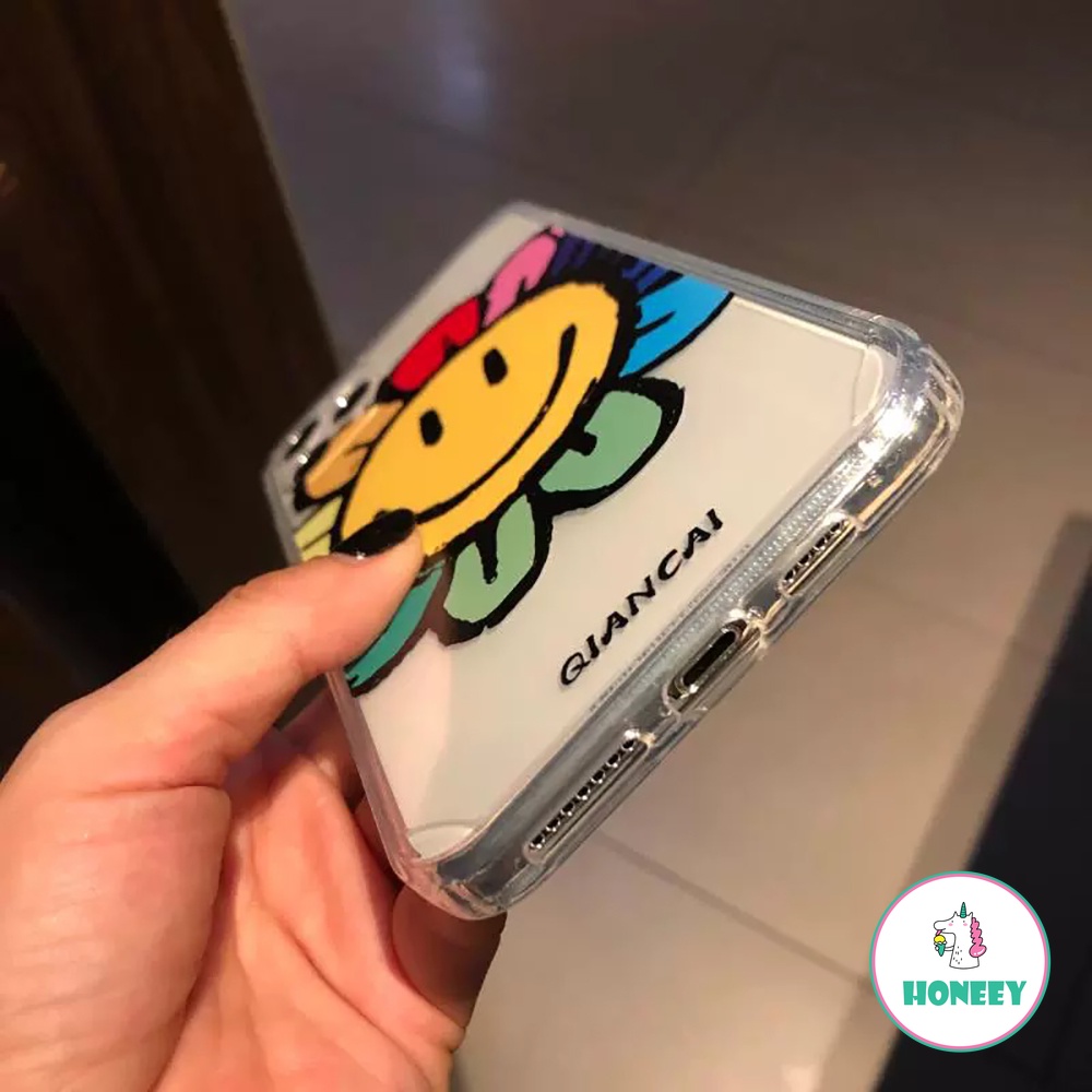 Casing Ponsel Smiley Bunga Warna-Warni Kompatibel Untuk iPhone 14 Pro Max13 12 11 Pro Max Xr Xs 7 8Plus Lembut TPU Transparan Sarung Hp