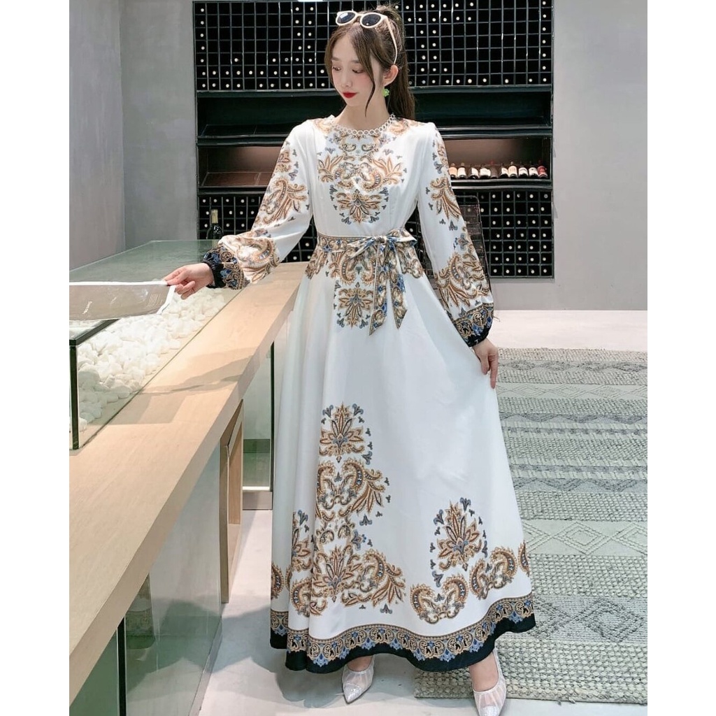 DRESS WANITA MAXI ESTILO PUTIH ISABELLA IMPORT BKK BANGKOK