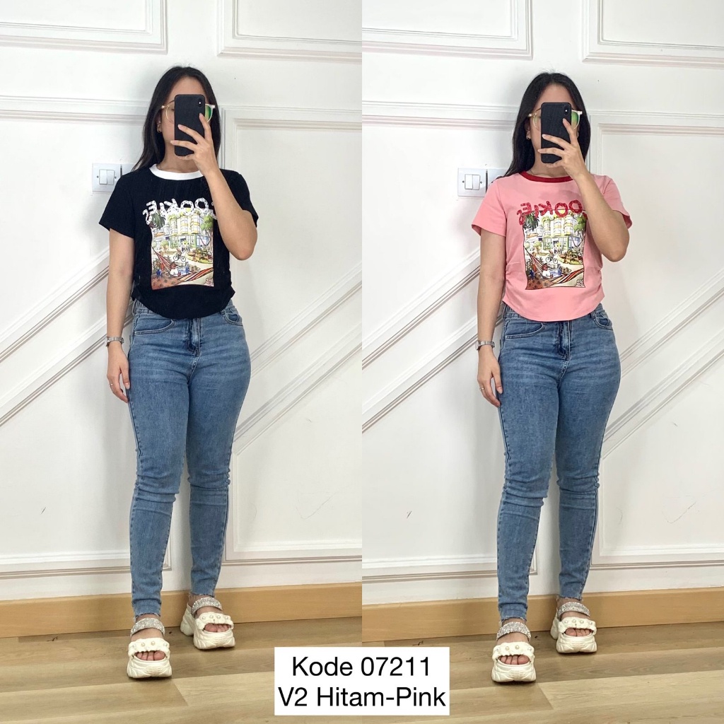 Kaos Crop Top Wanita I Kaos Croptop I Kaos Serut Samping I Kaos Serut Wanita